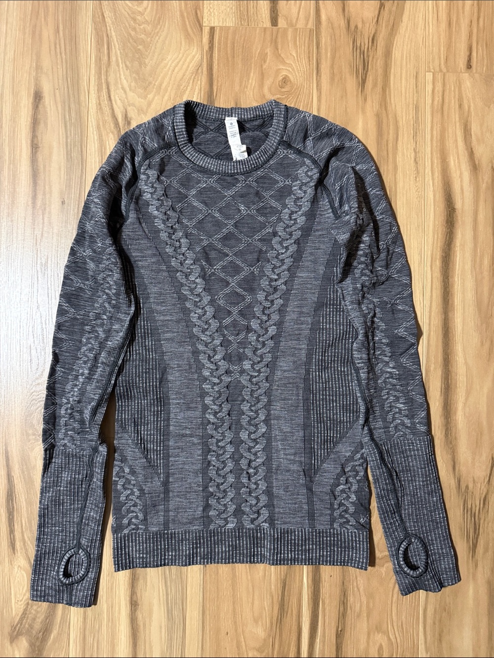 lululemon athletica Women's Gray Textured Crewneck Long Sleeve Top